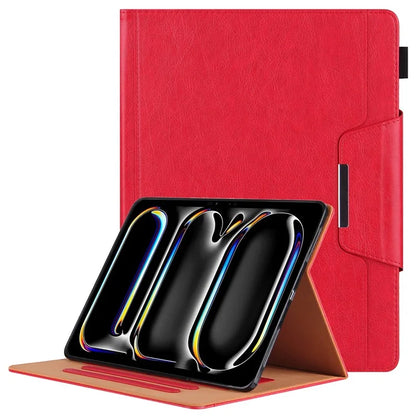 For iPad Pro 11 (2024) Case Adjustable Stand PU Leather Tablet Cover with Auto Wake  /  Sleep
