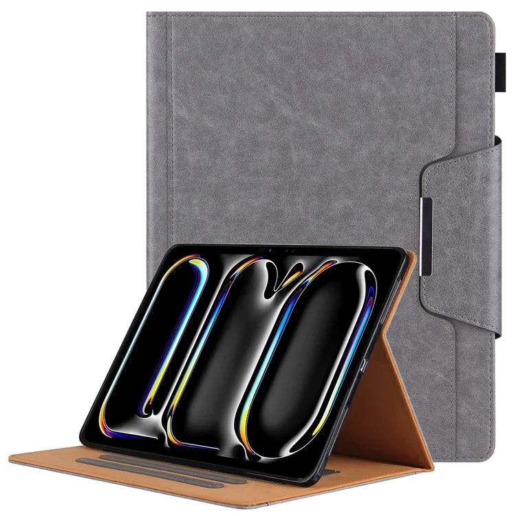 For iPad Pro 11 (2024) Case Adjustable Stand PU Leather Tablet Cover with Auto Wake  /  Sleep