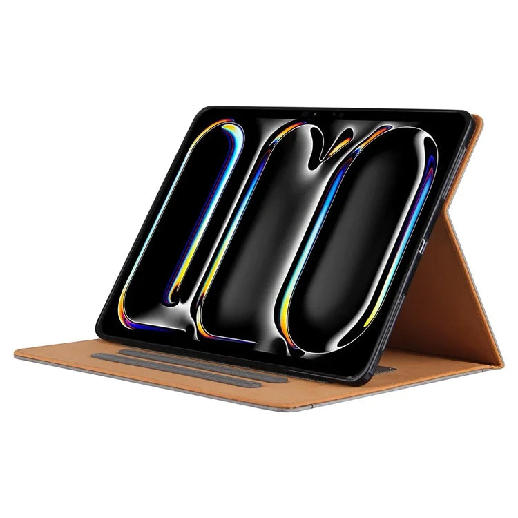 For iPad Pro 11 (2024) Case Adjustable Stand PU Leather Tablet Cover with Auto Wake  /  Sleep