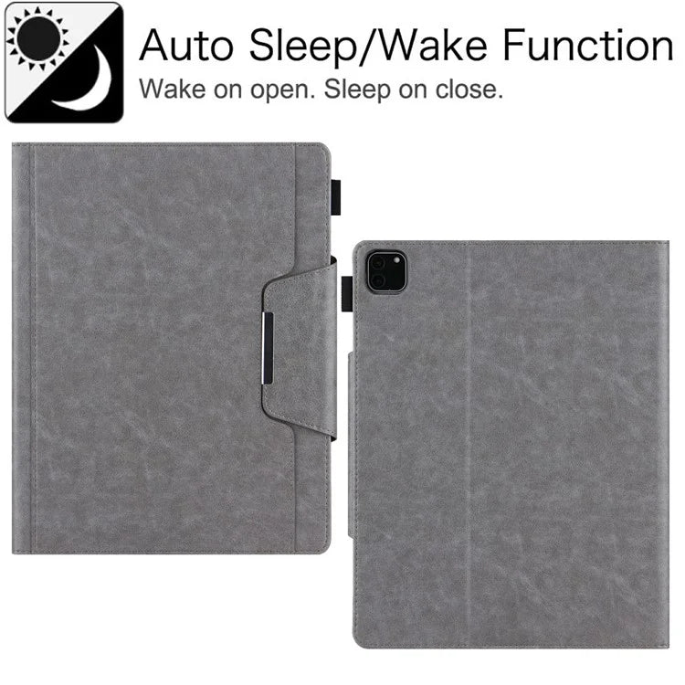 For iPad Pro 11 (2024) Case Adjustable Stand PU Leather Tablet Cover with Auto Wake  /  Sleep