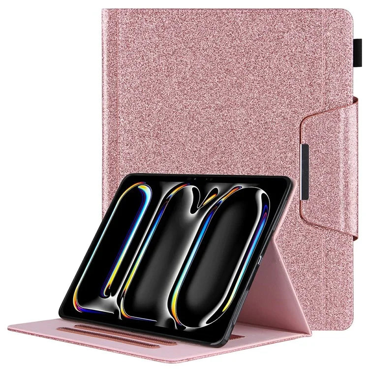 For iPad Pro 11 (2024) Case Adjustable Stand PU Leather Tablet Cover with Auto Wake  /  Sleep