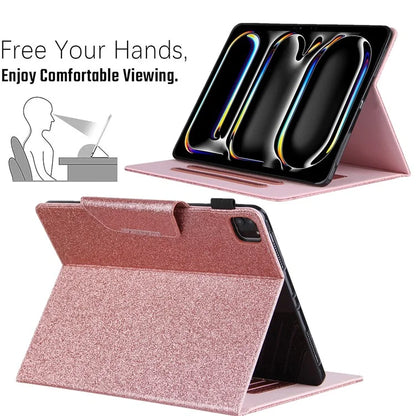 For iPad Pro 11 (2024) Case Adjustable Stand PU Leather Tablet Cover with Auto Wake  /  Sleep