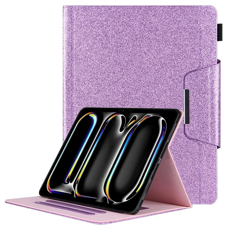 For iPad Pro 11 (2024) Case Adjustable Stand PU Leather Tablet Cover with Auto Wake  /  Sleep