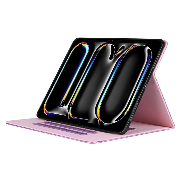 For iPad Pro 11 (2024) Case Adjustable Stand PU Leather Tablet Cover with Auto Wake  /  Sleep