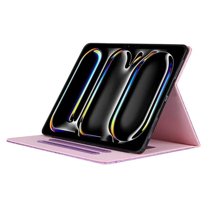 For iPad Pro 11 (2024) Case Adjustable Stand PU Leather Tablet Cover with Auto Wake  /  Sleep