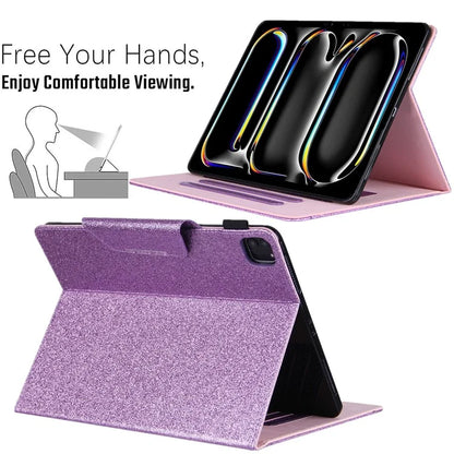 For iPad Pro 11 (2024) Case Adjustable Stand PU Leather Tablet Cover with Auto Wake  /  Sleep