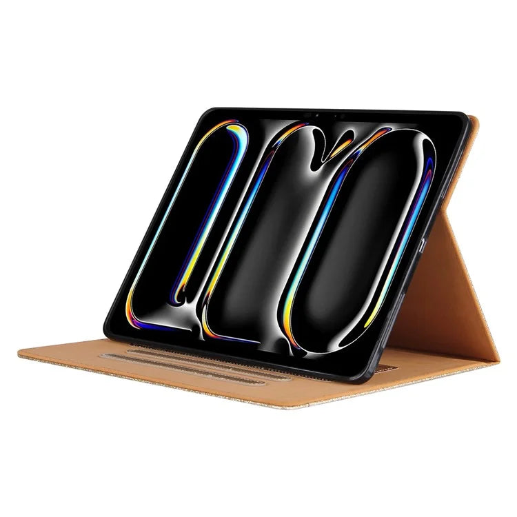 For iPad Pro 11 (2024) Case Adjustable Stand PU Leather Tablet Cover with Auto Wake  /  Sleep