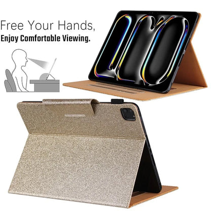 For iPad Pro 11 (2024) Case Adjustable Stand PU Leather Tablet Cover with Auto Wake  /  Sleep