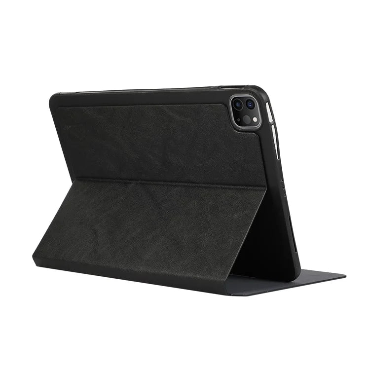 For iPad Pro 11 (2024) Case Folding Stand PU Leather + TPU Tablet Cover