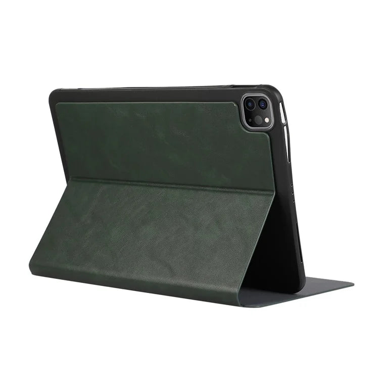 For iPad Pro 11 (2024) Case Folding Stand PU Leather + TPU Tablet Cover