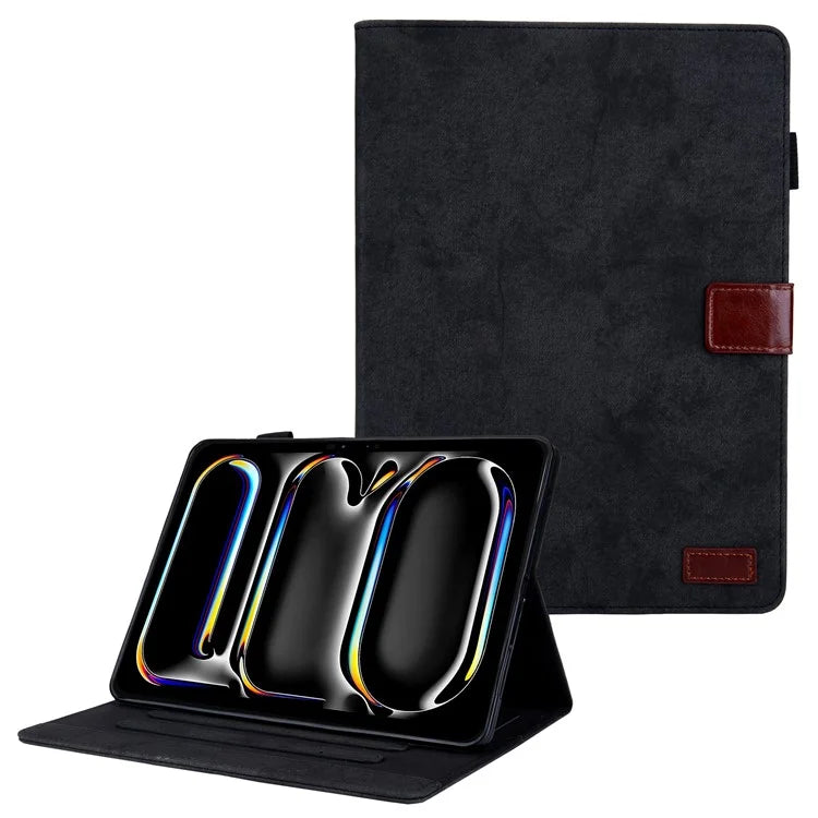 For iPad Pro 11 (2024) Case Cloth Texture PU Leather Tablet Cover with Auto Wake / Sleep