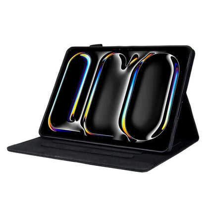 For iPad Pro 11 (2024) Case Cloth Texture PU Leather Tablet Cover with Auto Wake / Sleep