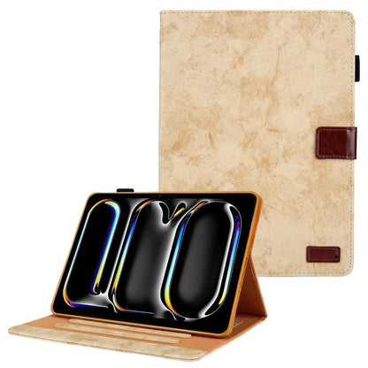 For iPad Pro 11 (2024) Case Cloth Texture PU Leather Tablet Cover with Auto Wake / Sleep