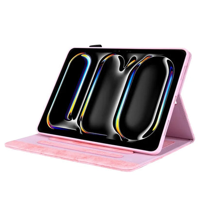 For iPad Pro 11 (2024) Case Cloth Texture PU Leather Tablet Cover with Auto Wake / Sleep