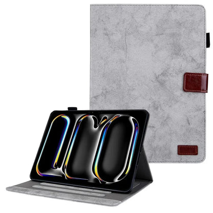 For iPad Pro 11 (2024) Case Cloth Texture PU Leather Tablet Cover with Auto Wake / Sleep