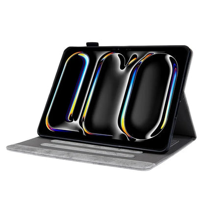 For iPad Pro 11 (2024) Case Cloth Texture PU Leather Tablet Cover with Auto Wake / Sleep