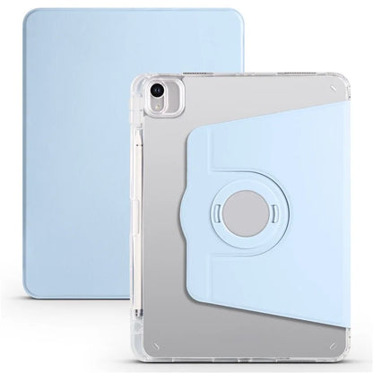 For iPad Air 11 (2024) Case Rotating Stand Leather+Clear TPU Detachable Tablet Cover