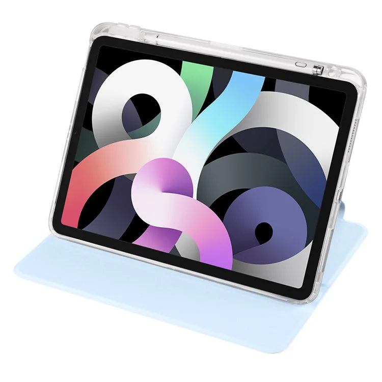 For iPad Air 11 (2024) Case Rotating Stand Leather+Clear TPU Detachable Tablet Cover