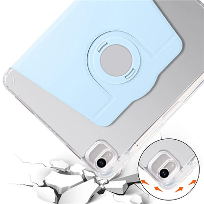 For iPad Air 11 (2024) Case Rotating Stand Leather+Clear TPU Detachable Tablet Cover