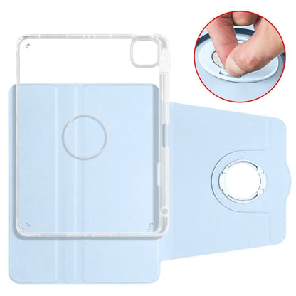 For iPad Air 11 (2024) Case Rotating Stand Leather+Clear TPU Detachable Tablet Cover