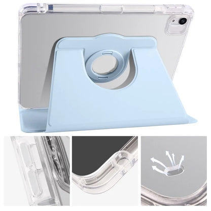 For iPad Air 11 (2024) Case Rotating Stand Leather+Clear TPU Detachable Tablet Cover