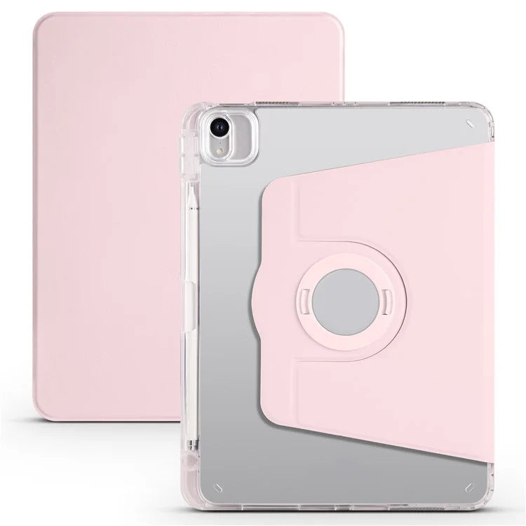 For iPad Air 11 (2024) Case Rotating Stand Leather+Clear TPU Detachable Tablet Cover