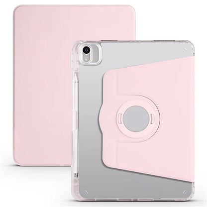 For iPad Air 11 (2024) Case Rotating Stand Leather+Clear TPU Detachable Tablet Cover