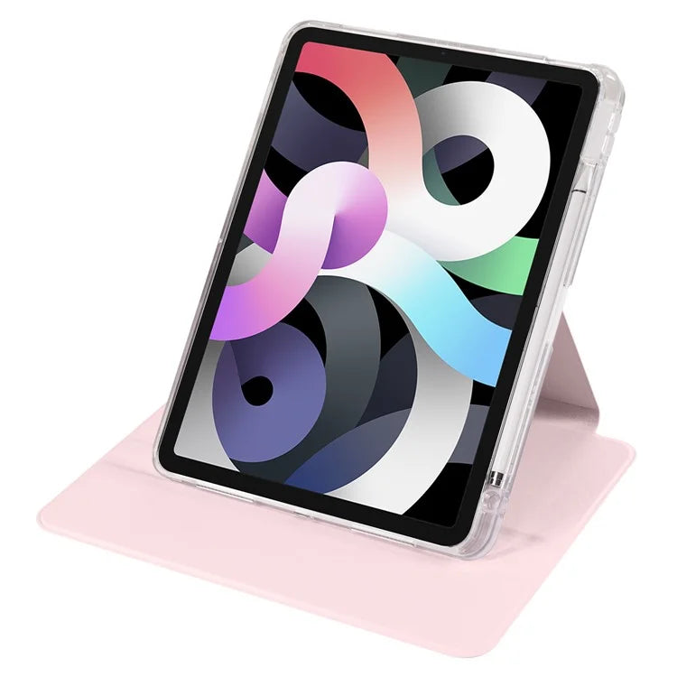 For iPad Air 11 (2024) Case Rotating Stand Leather+Clear TPU Detachable Tablet Cover
