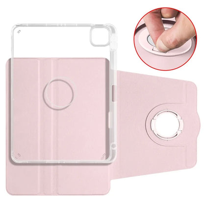 For iPad Air 11 (2024) Case Rotating Stand Leather+Clear TPU Detachable Tablet Cover
