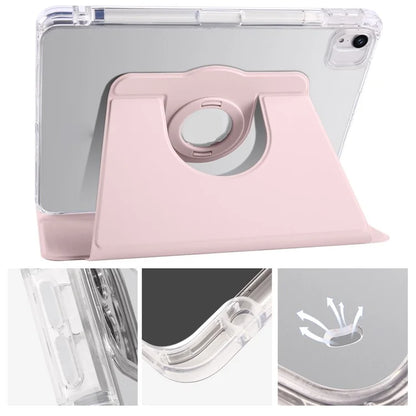 For iPad Air 11 (2024) Case Rotating Stand Leather+Clear TPU Detachable Tablet Cover