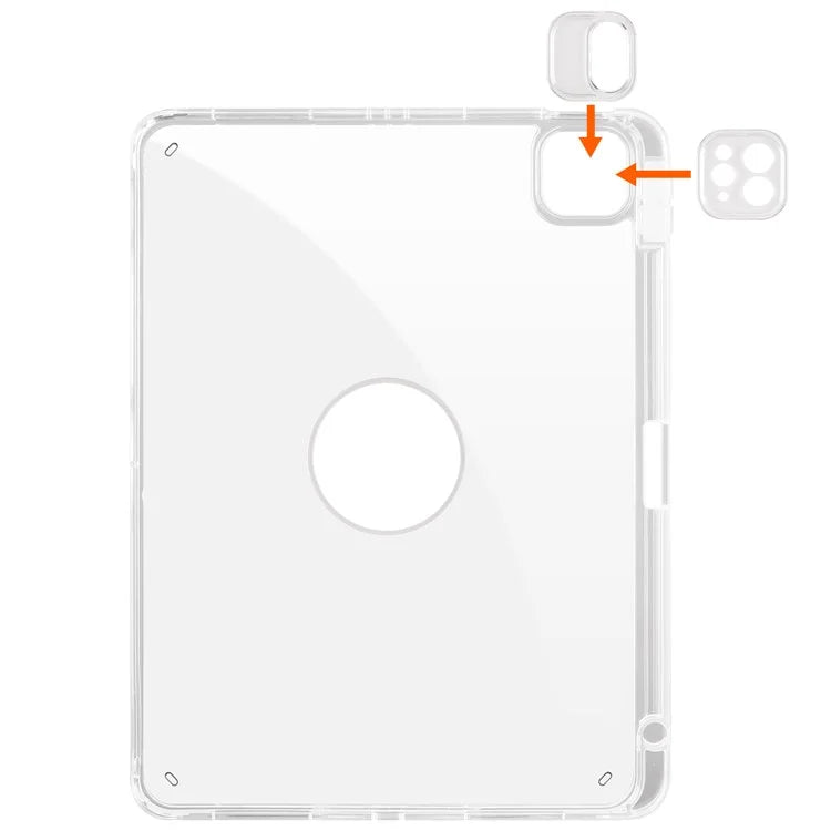 For iPad Air 11 (2024) Case Rotating Stand Leather+Clear TPU Detachable Tablet Cover