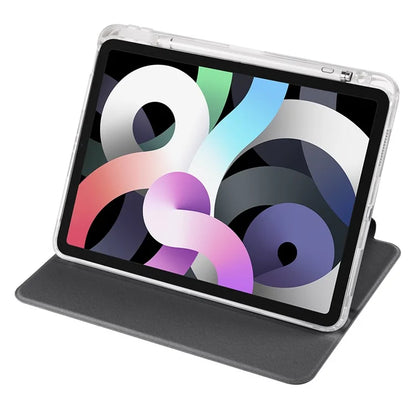 For iPad Air 11 (2024) Case Rotating Stand Leather+Clear TPU Detachable Tablet Cover