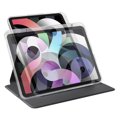 For iPad Air 11 (2024) Case Rotating Stand Leather+Clear TPU Detachable Tablet Cover