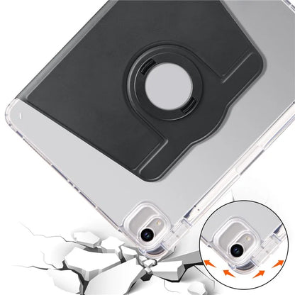 For iPad Air 11 (2024) Case Rotating Stand Leather+Clear TPU Detachable Tablet Cover