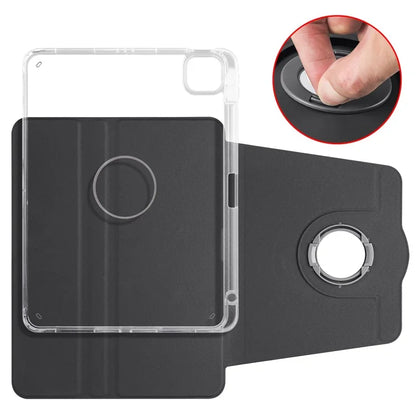 For iPad Air 11 (2024) Case Rotating Stand Leather+Clear TPU Detachable Tablet Cover