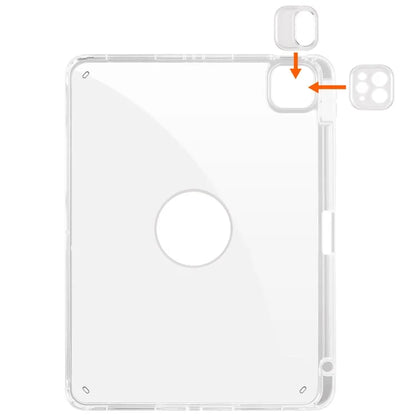 For iPad Air 11 (2024) Case Rotating Stand Leather+Clear TPU Detachable Tablet Cover