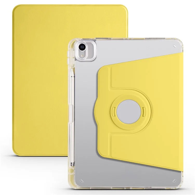 For iPad Air 11 (2024) Case Rotating Stand Leather+Clear TPU Detachable Tablet Cover