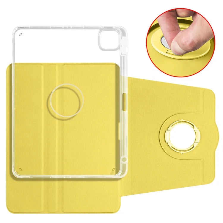 For iPad Air 11 (2024) Case Rotating Stand Leather+Clear TPU Detachable Tablet Cover