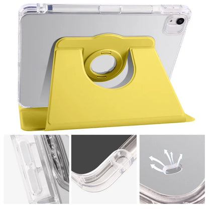 For iPad Air 11 (2024) Case Rotating Stand Leather+Clear TPU Detachable Tablet Cover