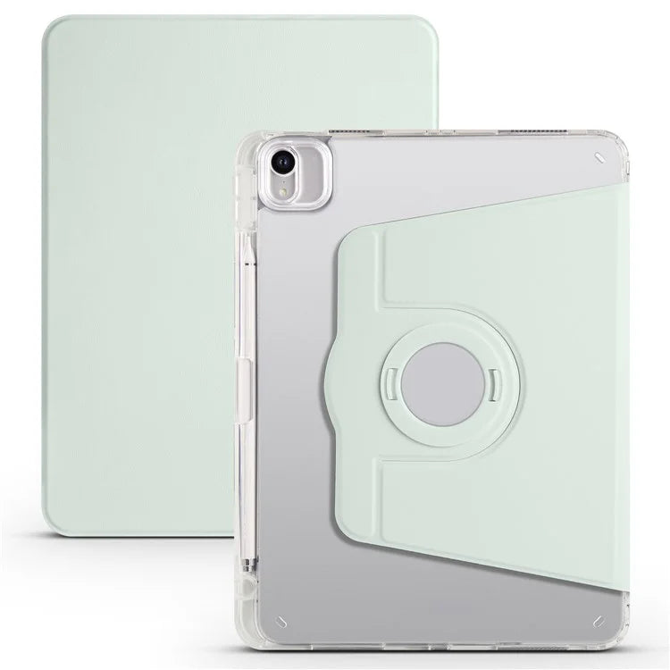 For iPad Air 11 (2024) Case Rotating Stand Leather+Clear TPU Detachable Tablet Cover