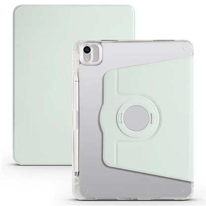 For iPad Air 11 (2024) Case Rotating Stand Leather+Clear TPU Detachable Tablet Cover