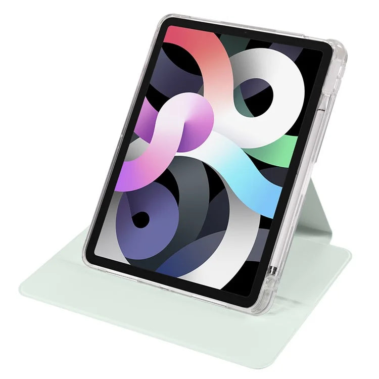 For iPad Air 11 (2024) Case Rotating Stand Leather+Clear TPU Detachable Tablet Cover
