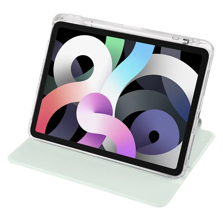 For iPad Air 11 (2024) Case Rotating Stand Leather+Clear TPU Detachable Tablet Cover