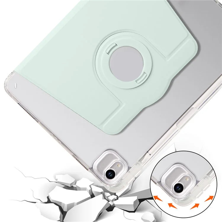 For iPad Air 11 (2024) Case Rotating Stand Leather+Clear TPU Detachable Tablet Cover