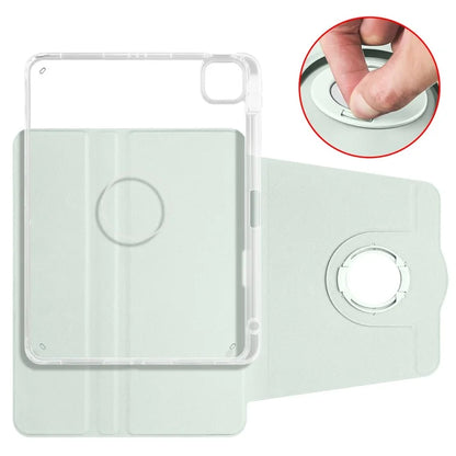 For iPad Air 11 (2024) Case Rotating Stand Leather+Clear TPU Detachable Tablet Cover
