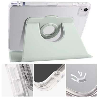 For iPad Air 11 (2024) Case Rotating Stand Leather+Clear TPU Detachable Tablet Cover