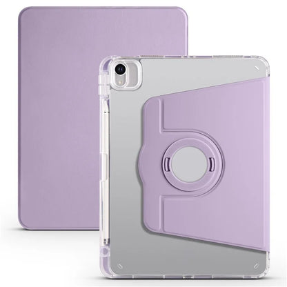 For iPad Air 11 (2024) Case Rotating Stand Leather+Clear TPU Detachable Tablet Cover