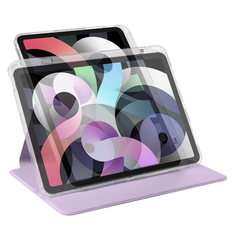 For iPad Air 11 (2024) Case Rotating Stand Leather+Clear TPU Detachable Tablet Cover