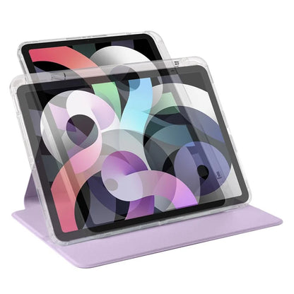 For iPad Air 11 (2024) Case Rotating Stand Leather+Clear TPU Detachable Tablet Cover