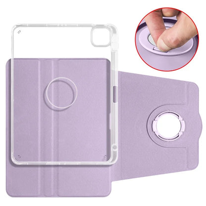 For iPad Air 11 (2024) Case Rotating Stand Leather+Clear TPU Detachable Tablet Cover